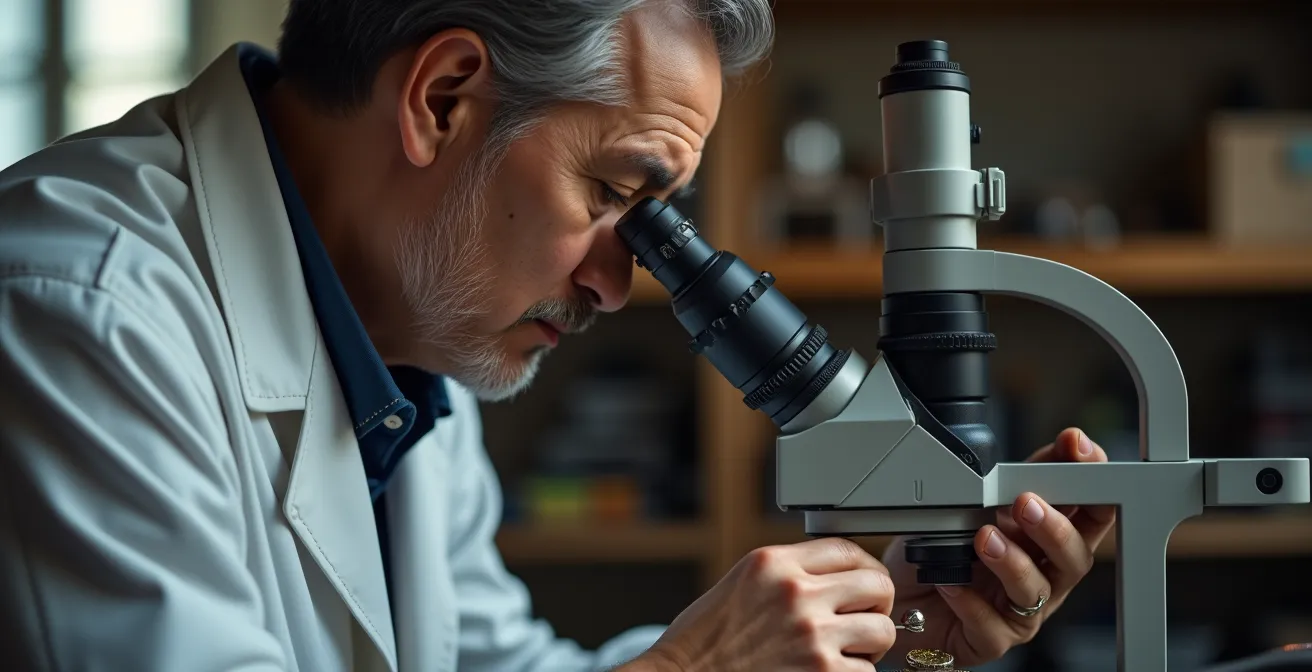 Horloger travaillant sur un mouvement avec une loupe monoculaire