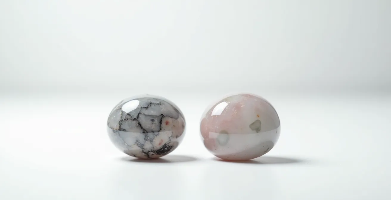 Comparaison visuelle d'une pierre précieuse neuve et après 5 ans de port quotidien