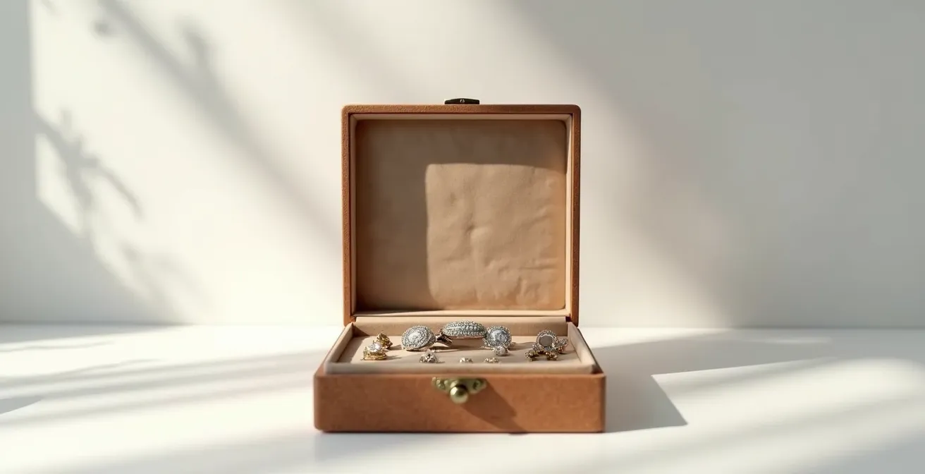 Parure de bijoux vintage présentée dans son écrin d'origine pour la vente