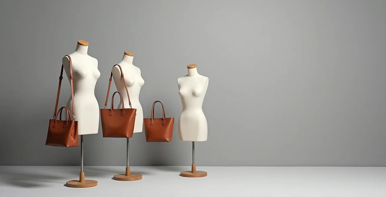 Comparaison visuelle de l'impact de différentes tailles de sacs sur diverses silhouettes féminines