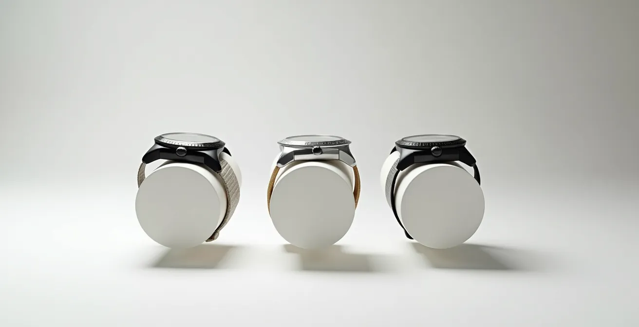 Vue latérale de différents types de cornes de montres et leur adaptation au poignet